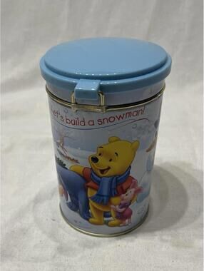 2000 Disney Winnie The Pooh Tin Canister Houston Harvest "Let's Build A Snowman"